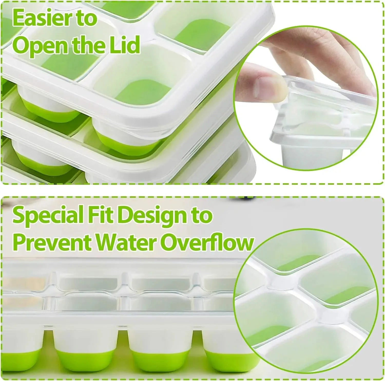 Ice Cube Tray Mold with Lid Silicone Square 14 Cube Easy Release Ice Cube Molds Summer Kitchen Bar DIY Iced Cocktail Freeze Tool Beauty World Shop