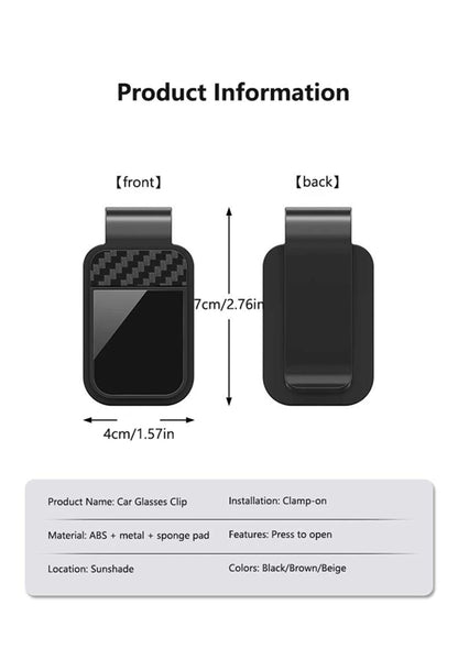 Car Carbon Fiber Eyeglass Clip Multifunctional Car Sunglasses Frame Ticket Clip Horizontal Sunshade Sunglasses Storage Product Beauty World Shop