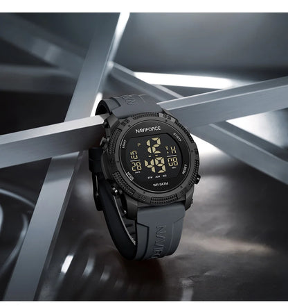 NAVIFORCE 7104 Sports Men's LCD Digital Leisure Date Week Alarm Clock Waterproof Silicone Strap Electronic Watch électronique Beauty World Shop