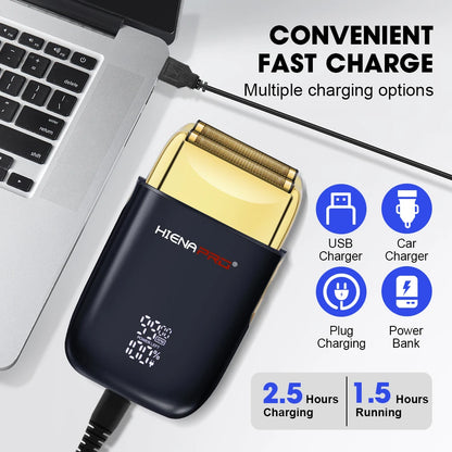 HIENA Shaving Machine Men Electric Shaver Hair Clipper Rechargeable Metal Housing Pro Electric Shaver for Men Electric Home Beauty World Shop