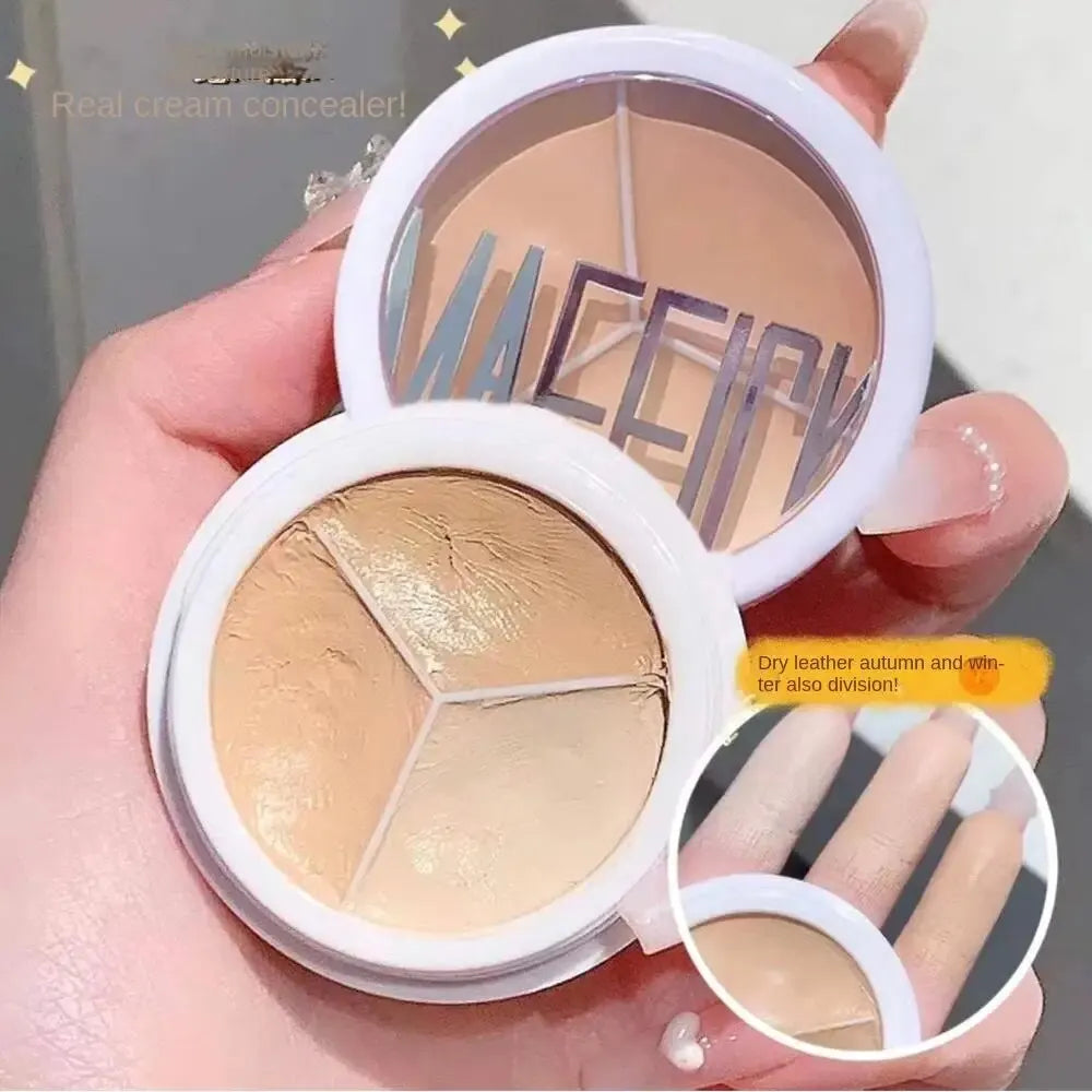 3-Color Concealer Palette Professionally Covers Dark Circles Around Eyes and Face Beauty World Shop