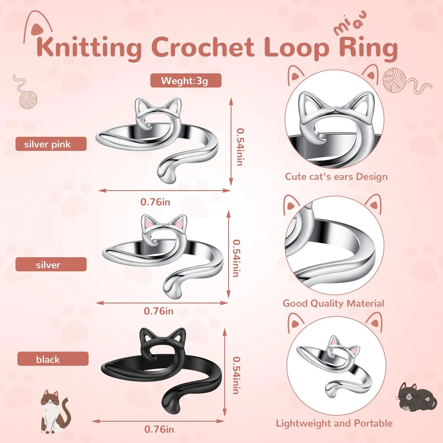 2pcs Adjustable Knitting Crochet Loop Ring Knittied Yarn Guide Finger Faster Holder Thimble Crocheters Thread Ring Sewing Tools Beauty World Shop