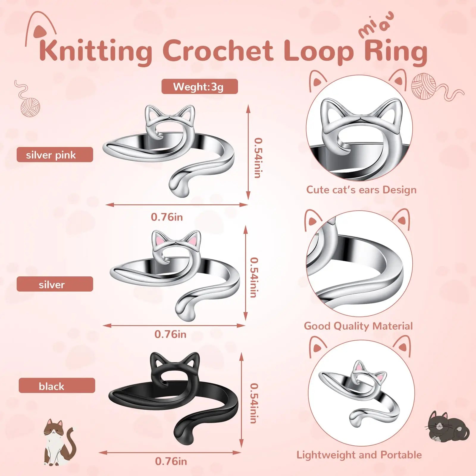 2pcs Adjustable Knitting Crochet Loop Ring Knittied Yarn Guide Finger Faster Holder Thimble Crocheters Thread Ring Sewing Tools Beauty World Shop