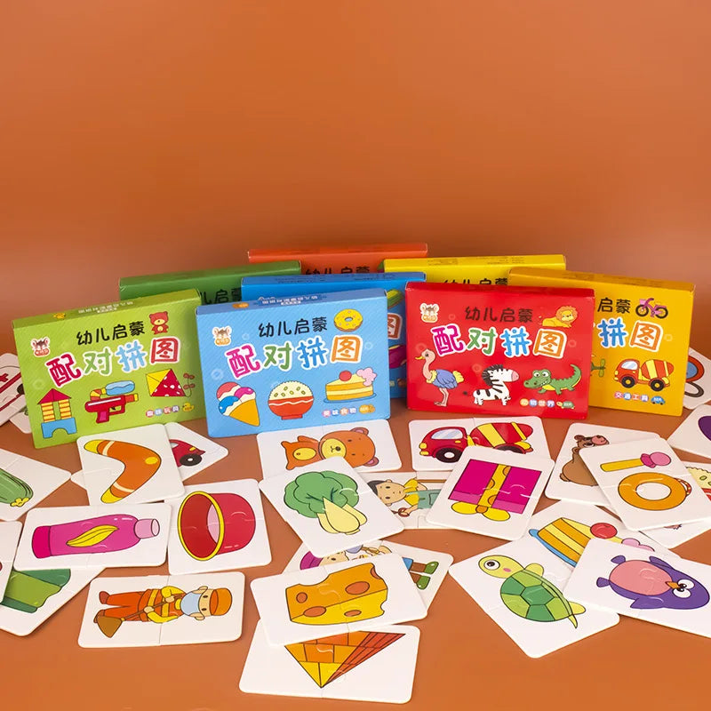 32 Pcs Enlightenment Card Matching Puzzle Early Education Cartoon Pattern Cognitive Boys and Girls Toys Beauty Fashion