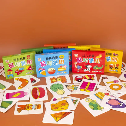 32 Pcs Enlightenment Card Matching Puzzle Early Education Cartoon Pattern Cognitive Boys and Girls Toys Beauty Fashion