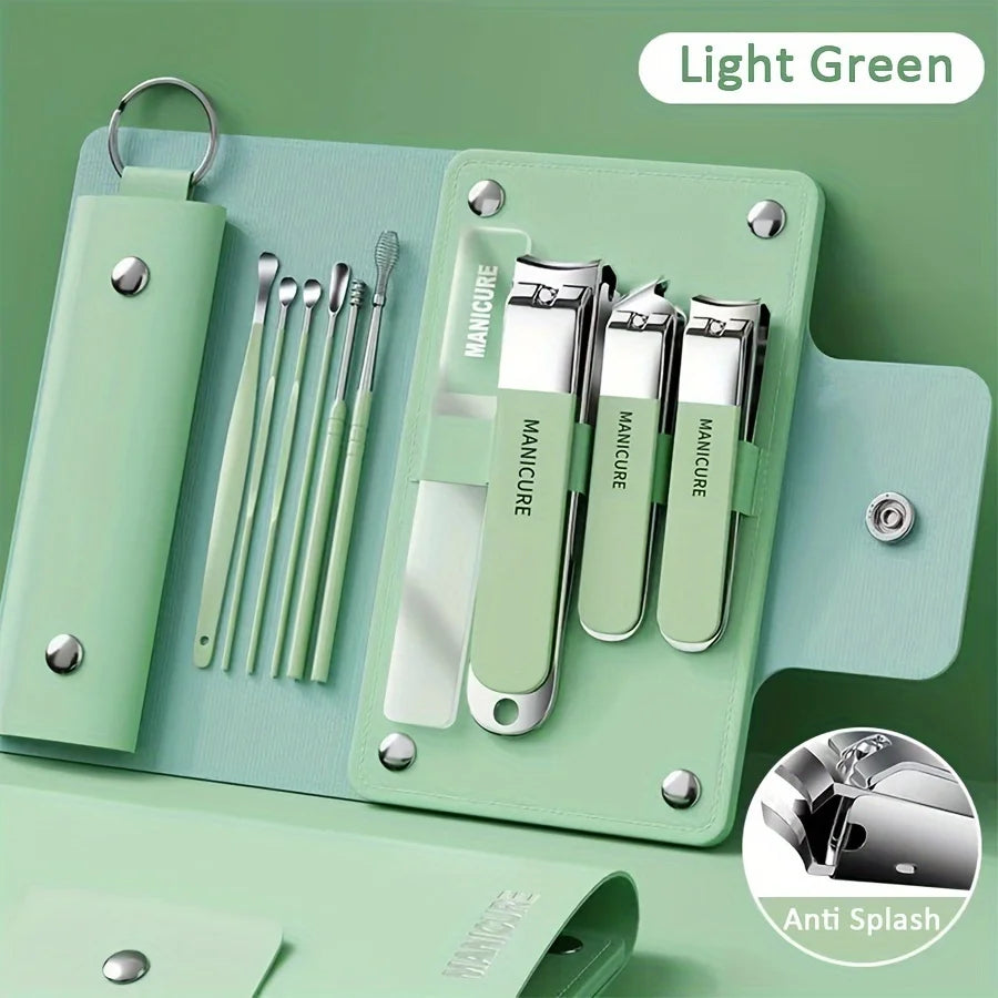 Ouriner 6-18Pcs Portable Manicure Sets Pedicure Kits Bright Black Nail Clipper Set Personal Care Tools Eyebrow Scissors Beauty World Shop
