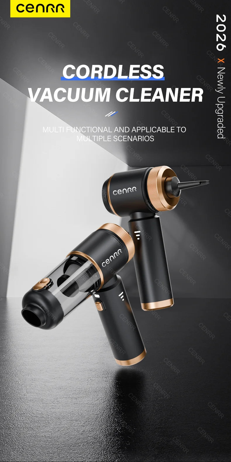 CENRR 2026 Car Vacuum Cleaner Mini 998000PA Cordless Powerful for Home Handheld Blower Car Cleaner Portable Car Vacuum Cleaner Beauty World Shop