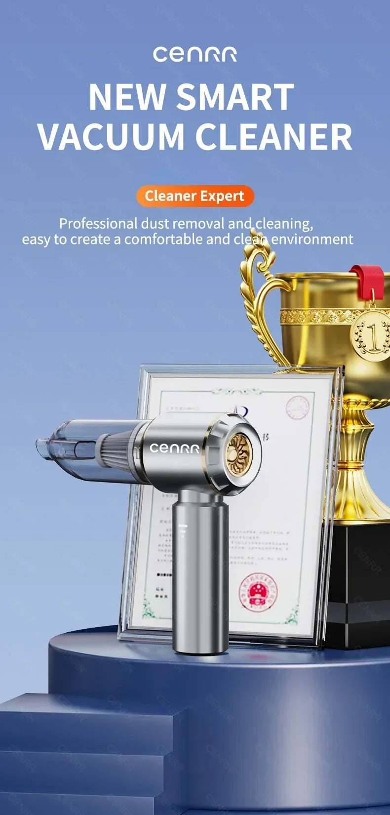 CENRR 360000PA Car Vacuum Cleaner Strong Suction Cordless Wireless Cleaner Portable  HandHeld Vacuum Cleaner Cleaning Machine Beauty World Shop