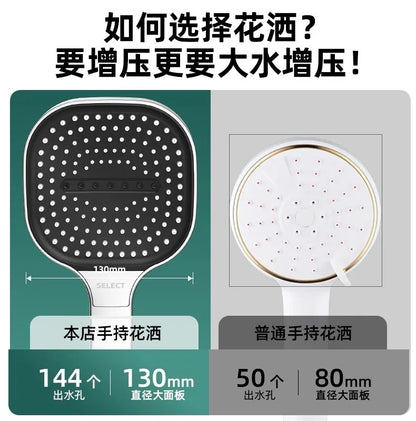 New 13CM Large Panel 3 Modes Shower Head High Pressure Water Massage Shower Head With Filter Element Bathroom Accessories Beauty World Shop
