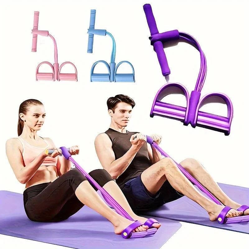 Foot Pedal Tension Bands Home Gym Resistance Bands 4 Elastic Pull Straps Tension Rope for Full Body Workouts and Abdominal Beauty World Shop