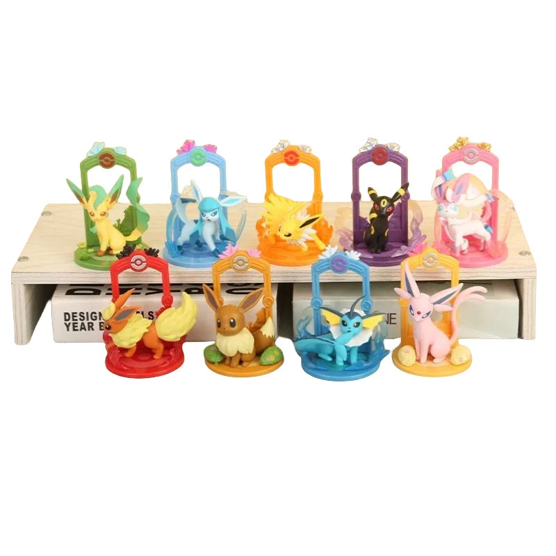 9pcs Pokemon Eevee Evolution Figure Set, Eevee Sylveon Espeon Glaceon Leafeon Anime Model Toys Collection for Kids Gift Beauty World Shop