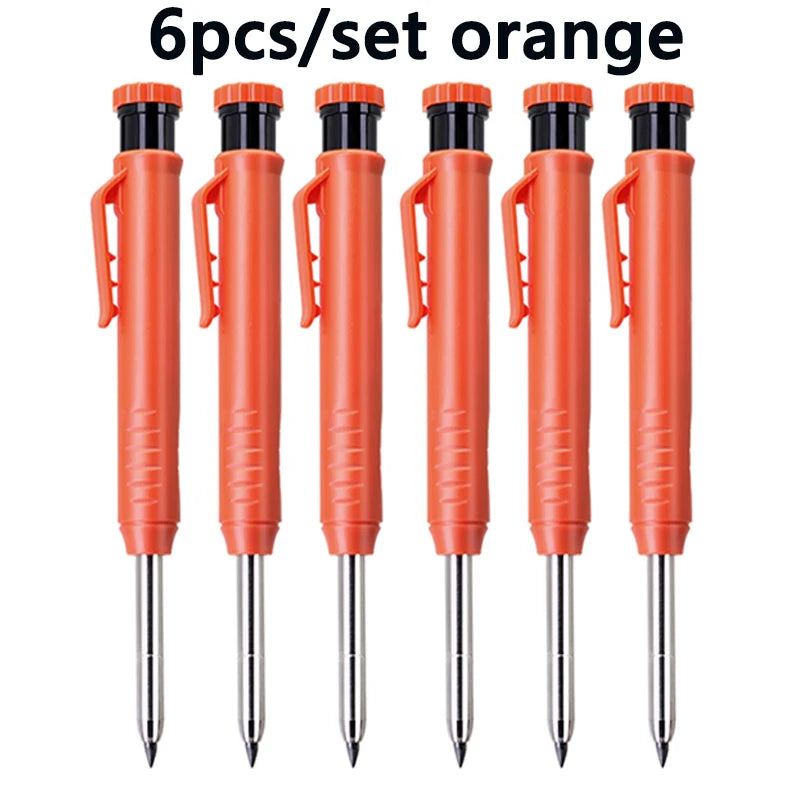 6Pcs Engineering Drawing Woodworking Marking Mechanical Pencils, 2.8mm Long Head Carpenter Pencil, Applicable Construction Works Beauty World Shop