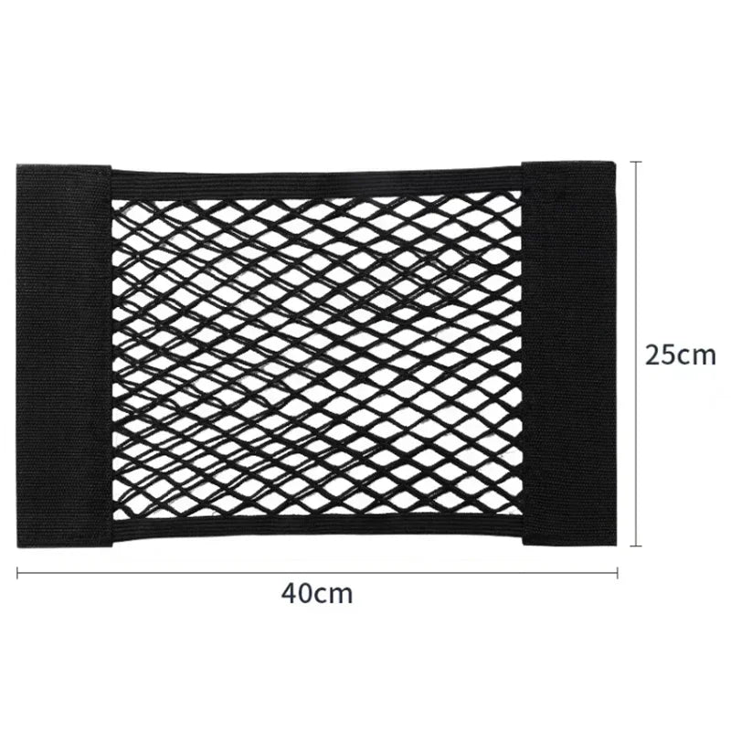 Car Storage Net Stretchable Mesh Pocket Net Magic Elastic Sticker Universal Rear Mesh Trunk Seat Bag Pocket Cage Auto Organizer Beauty World Shop