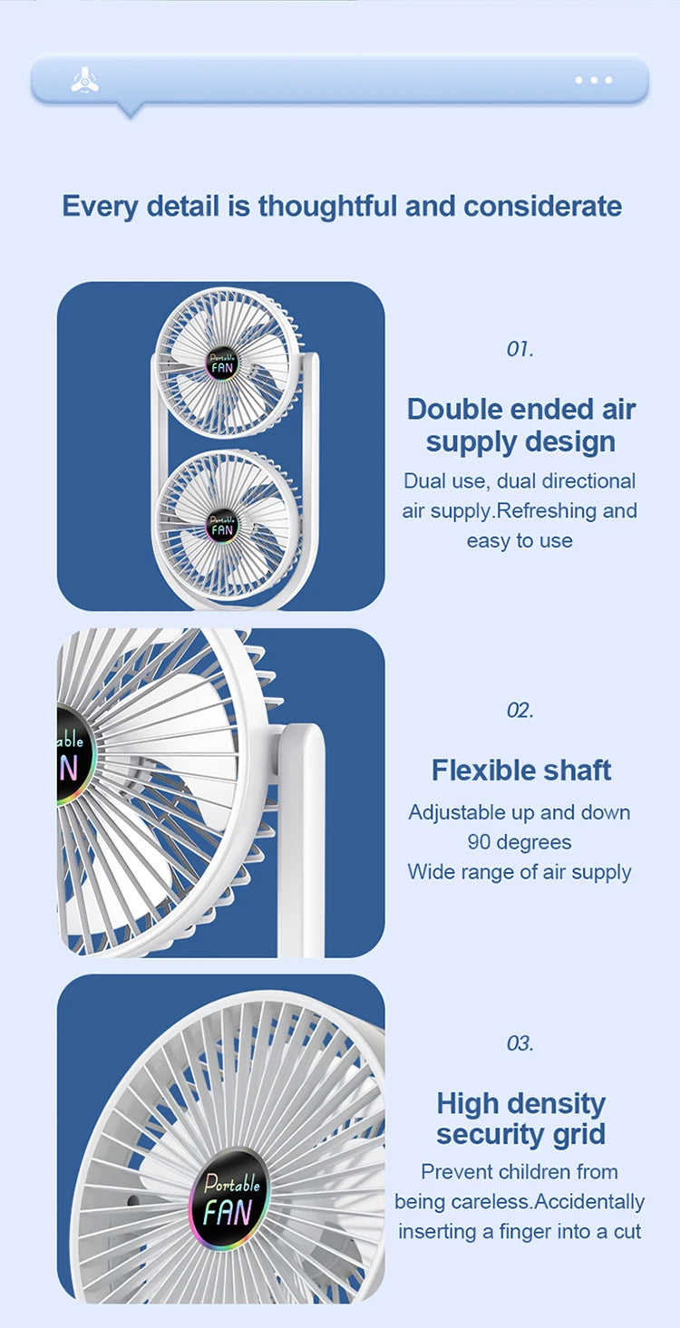 USB Charging Desktop Fan Portable Rotatable Desktop Electric Fan Suitable For Outdoor Picnic Student Dormitory Office Home Use Beauty World Shop