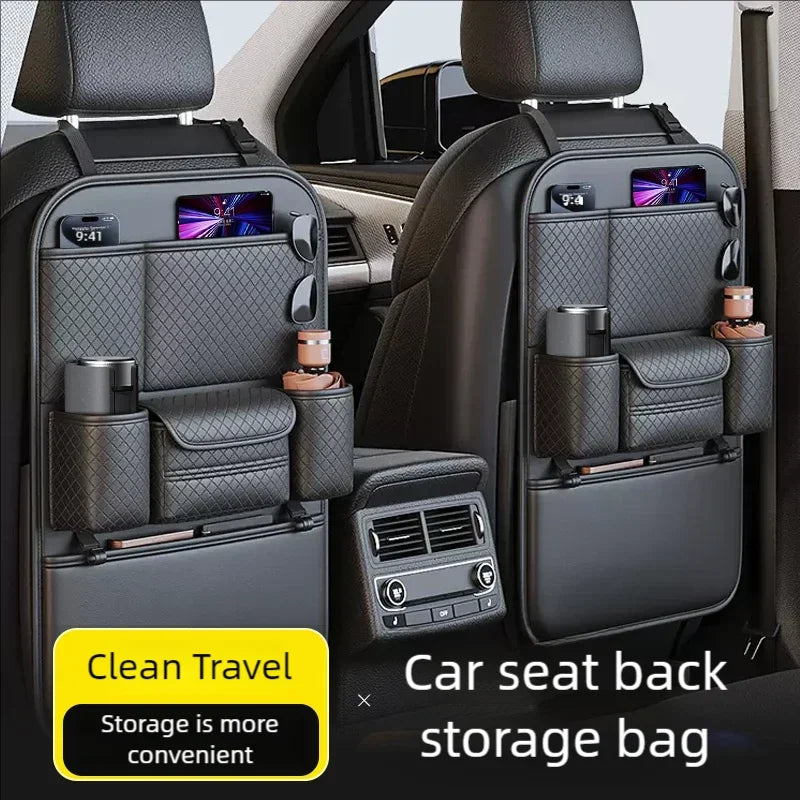 Multi-functional Car Seat Back Organizer High-Capacity Multi-Pocket Backseat Storage Bag Wear-Resistant Anti Kick Mat Beauty World Shop