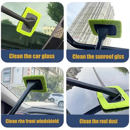 Car Window Cleaner Brush Kit Windshield Cleaning Wash Tool Inside Interior Auto Glass Wiper with Long Handle Car Accessories Beauty World Shop