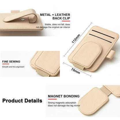 Multifunctional Pu Leather Car Sun Visor Glasses Holder Creative Sunshade Sunglasses Storage Case Magnetic Clip Pen Card Holder Beauty World Shop