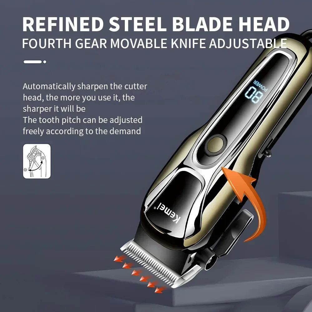 Kemei PG1990A USB Rechargeable Electric Hair Clipper Professional Cordless Men Hair Trimmer Men's Hair Cutting Machine Trimmer Beauty Trend Shop