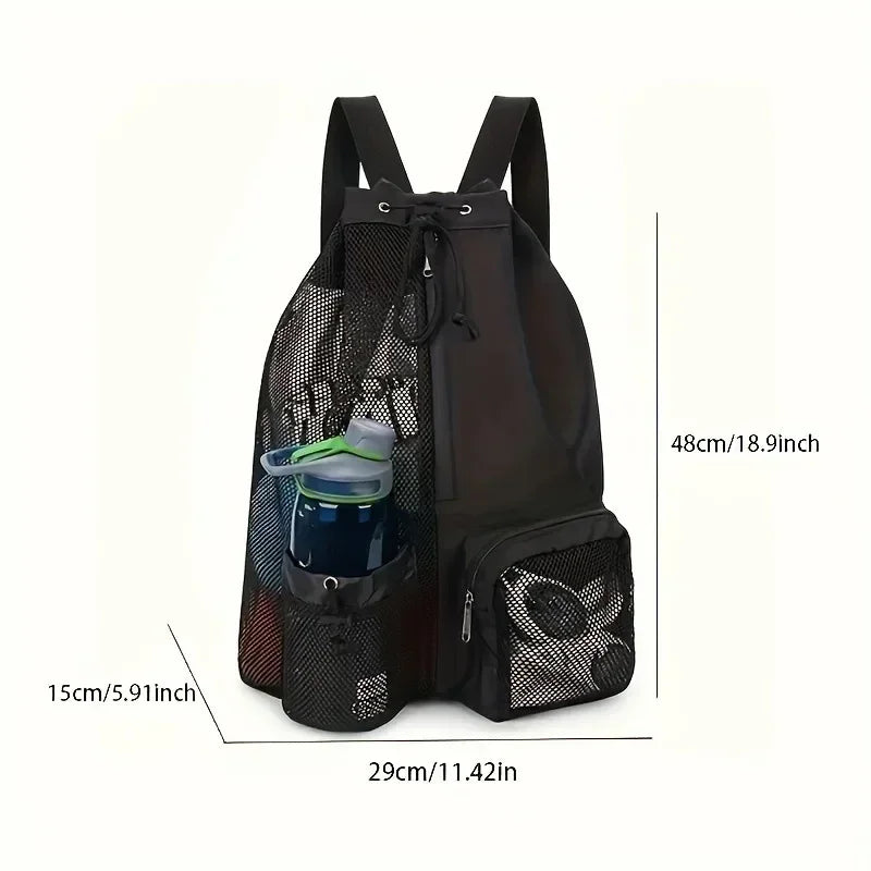 Swimming Bag Mesh Drawstring Backpack Convenient To Carry Beach Diving Backpack Wet Backpack Gym Sports Backpack Beauty World Shop