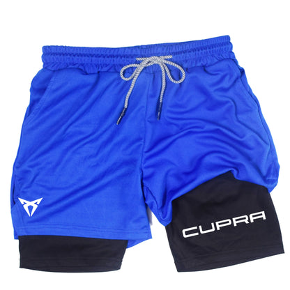 Men's Two-in-one Sports Shorts Breathable Casual Quick-drying Double-layer Shorts Summer Running Sportswear Bottoms M-3XL