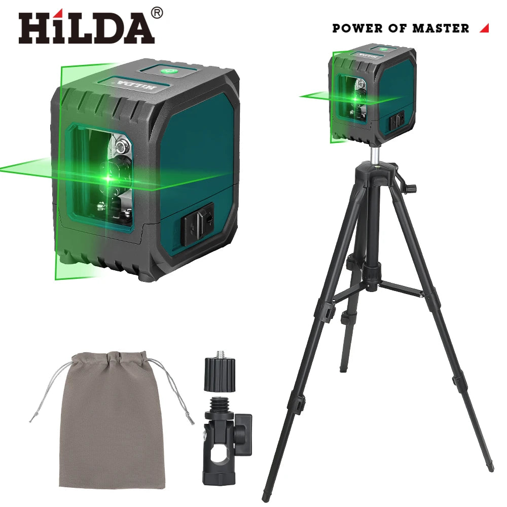 HILDA 2-Line Green Laser Level Self-Leveling Cross Line, Mini Size USB Charging Convenient to Carry High Visibility Beams Beauty World Shop