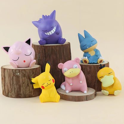 6pcs/set Pokemon Pikachu Anime Toys Dolls Psyduck Gengar Jigglypuff Gonbe Slowpoke Sleep Cute Model Action Figure Toys Beauty World Shop