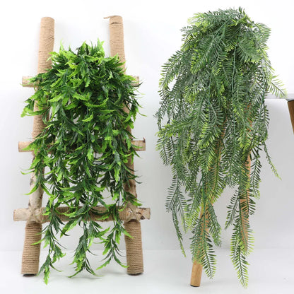 90cm Persian fern Leaves Vines Home Room Decor Hanging Artificial Plant Plastic Leaf Grass Wedding Party Wall Balcony Decoration Beauty World Shop