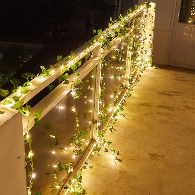 Flower Green Leaf String Lights Artificial Vine Fairy Lights Battery Powered Christmas Tree Garland Light for Weeding Home Decor Beauty World Shop