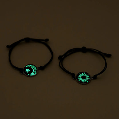 Romantic Luminous Sun Moon Couple Bracelets for Women Men Handmade Braided Rope Matching Bracelet Valentine's Day Jewelry Gifts Beauty World Shop