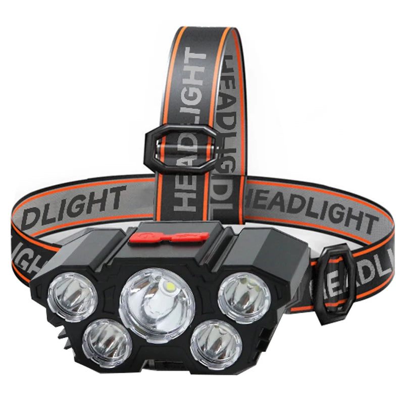 5 LED Headlamp Rechargeable with Built in Battery Strong Light Headlight Camping Adventure Fishing Head Light Flashlight Beauty Fashion