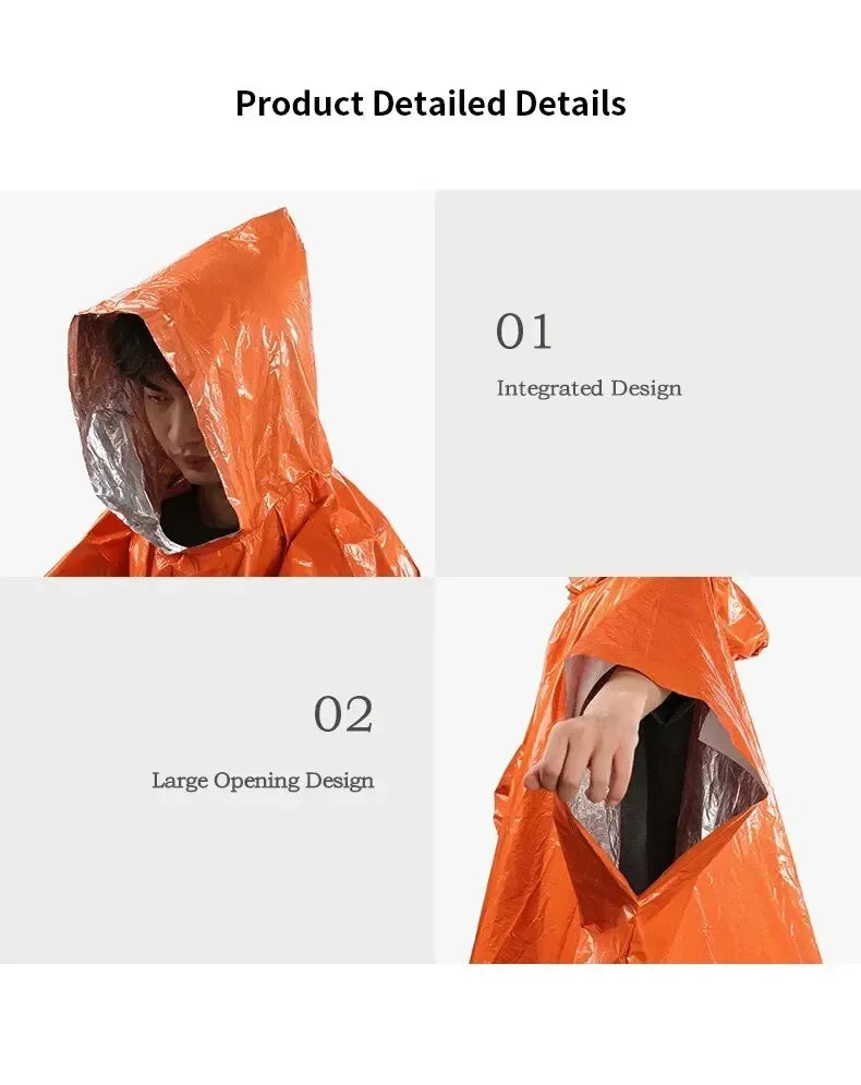 Emergency Raincoat Poncho Waterproof Rainwear Blanket Survival Camping Equipment Cold Insulation Rainwear Camping Equipment Beauty World Shop