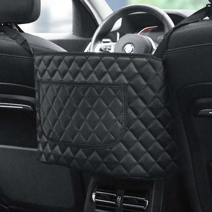 PU Leather Car Middle Seat Storage Net Large Capacity Leather Bag Seat Back Storage Bag Car Chair Back Supplies Storage Goods Ha Beauty World Shop