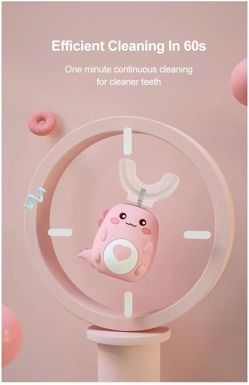Children'S Electric Toothbrush Food Grade Silicone Oral 360 Degree Automatic Usb Charging Smart Children'S Toothbrush U-Shaped Beauty World Shop