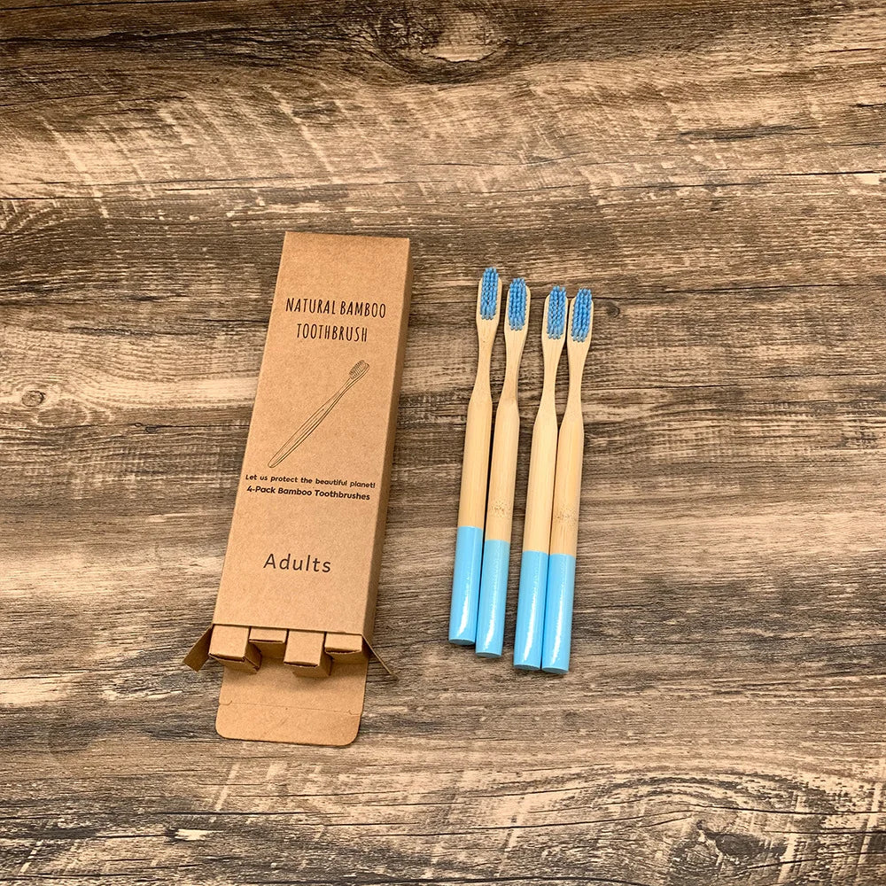 10pcs Round Handle Adult & Children Natural Eco Friendly Travel Tooth Teeth Brush Bamboo Toothbrush With Medium Hard Bristlesth Beauty World Shop