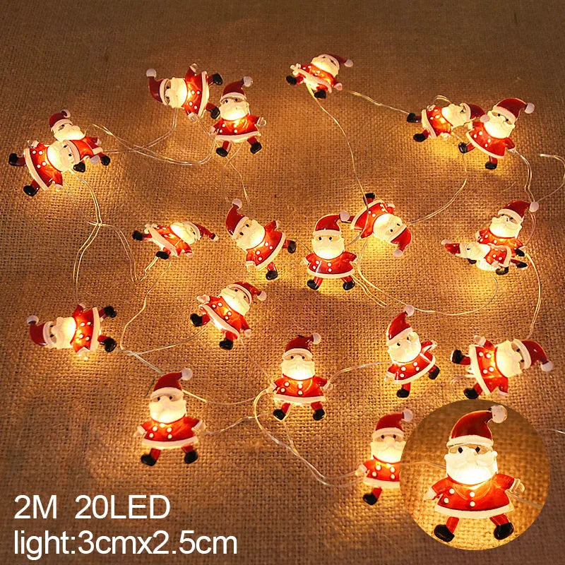 2M 20LED Santa Claus Snowflake LED Light String Christmas Decoration For Home Xmas Tree Ornament 2025 Navidad Kids Gift New Year Beauty World Shop