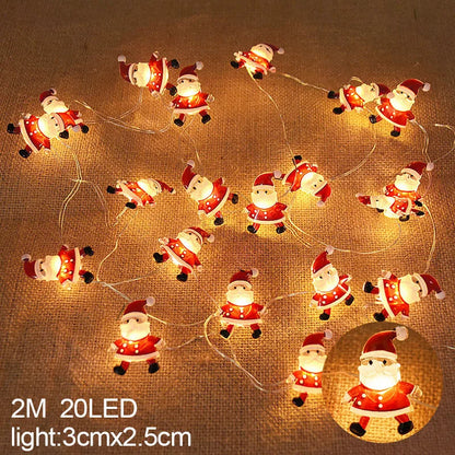 2M 20LED Santa Claus Snowflake LED Light String Christmas Decoration For Home Xmas Tree Ornament 2025 Navidad Kids Gift New Year Beauty World Shop