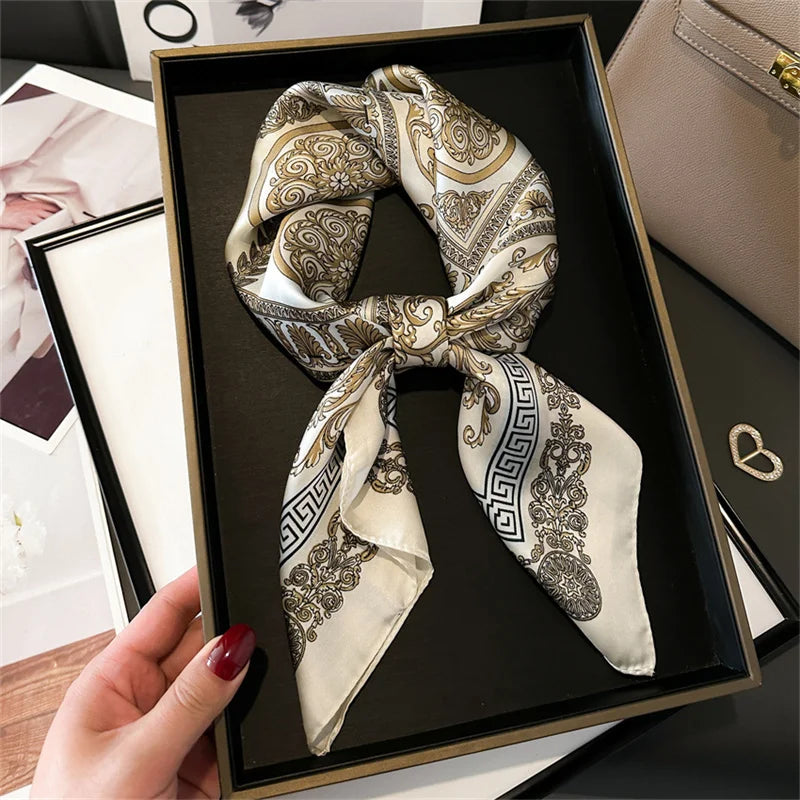 2025 New Fashion Luxury Printed Square Shawl Women 70x70cm Pashmina Silk Scarf Neck Headband Bandana Beauty World Shop