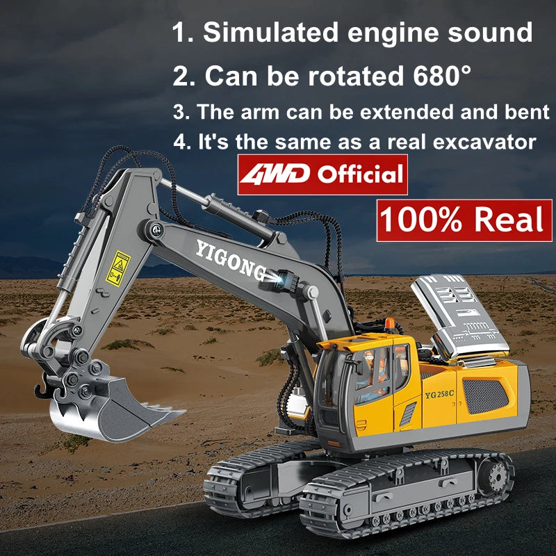 4WD Remote Control Excavator 4x4 Alloy Dump Truck Bulldozer Radio Model RC Car Construction Vehicle Toy Children Kids Gifts Beauty World Shop