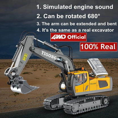 4WD Remote Control Excavator 4x4 Alloy Dump Truck Bulldozer Radio Model RC Car Construction Vehicle Toy Children Kids Gifts Beauty World Shop