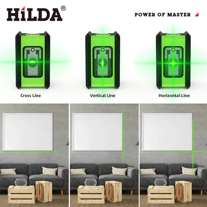 HILDA Laser Level Meter 2-Line Cross Green Level Laser Horizontal & Vertical Nivel Laser Self-Leveling лазерный уровень Men Gift Beauty World Shop