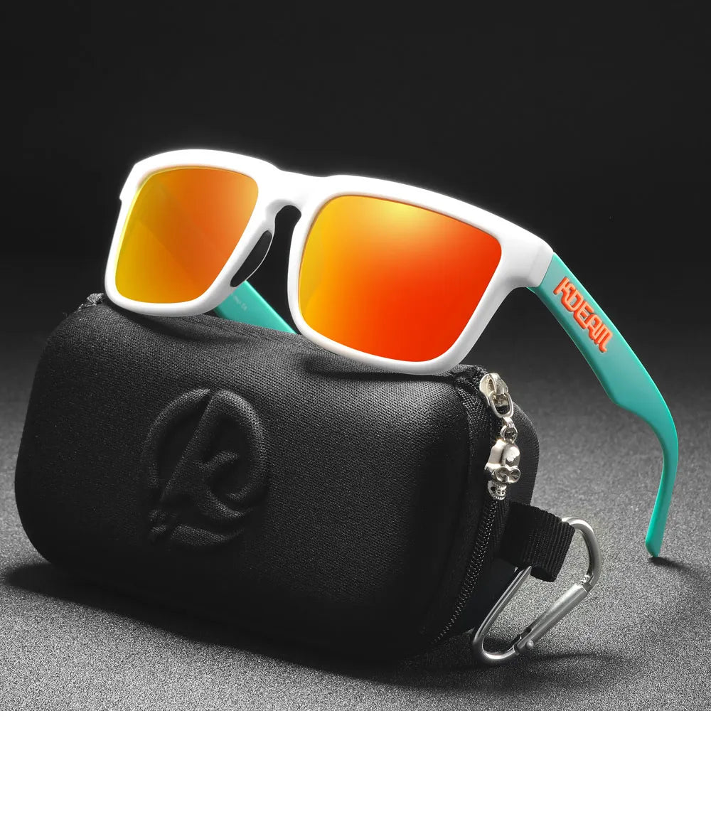 KDEAM Men's Polarized Sunglasses Square Casual Outdoors Sun Glasses Women Unisex Sunglass For Couple With Zipper Case Beauty World Shop