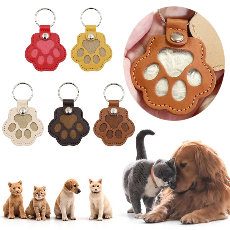 Pet Hair Memorial Keychain PU Leather Keepsake Locket for Cat Dog Fur Pet Hair Storage Pendant Handbag Hanging Accessories Beauty World Shop