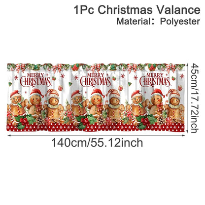 Christmas Short Curtains Valances Merry Christmas Decorations For Home 2025 Xmas Navidad Kitchen Bedroom Ornaments New Year 2026 Beauty World Shop