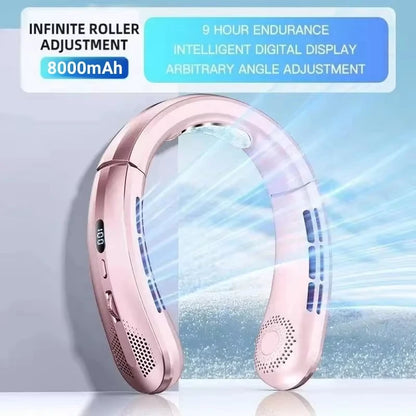 8000mAh Hanging Neck Fan Portable Bladeless USB Rechargeable Mute LED Digital Display Air Cooler Hands Free Fan for Home Outdoor Beauty World Shop