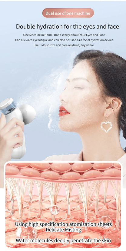 Electric Eye Massager with Nano Steam Hot Compress  and Moisturizing Spray Eye Massage Device for Eye Fatigue Relief and Care Beauty World Shop
