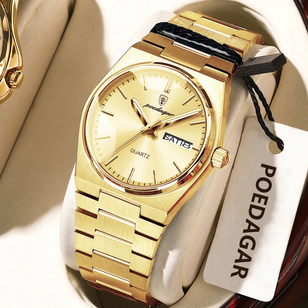 POEDAGAR Elegant Woman's Watch Date Week Waterproof Luminous Ladies Clock Quartz Stainless Steel Fashion Watches For Women Reloj Beauty World Shop