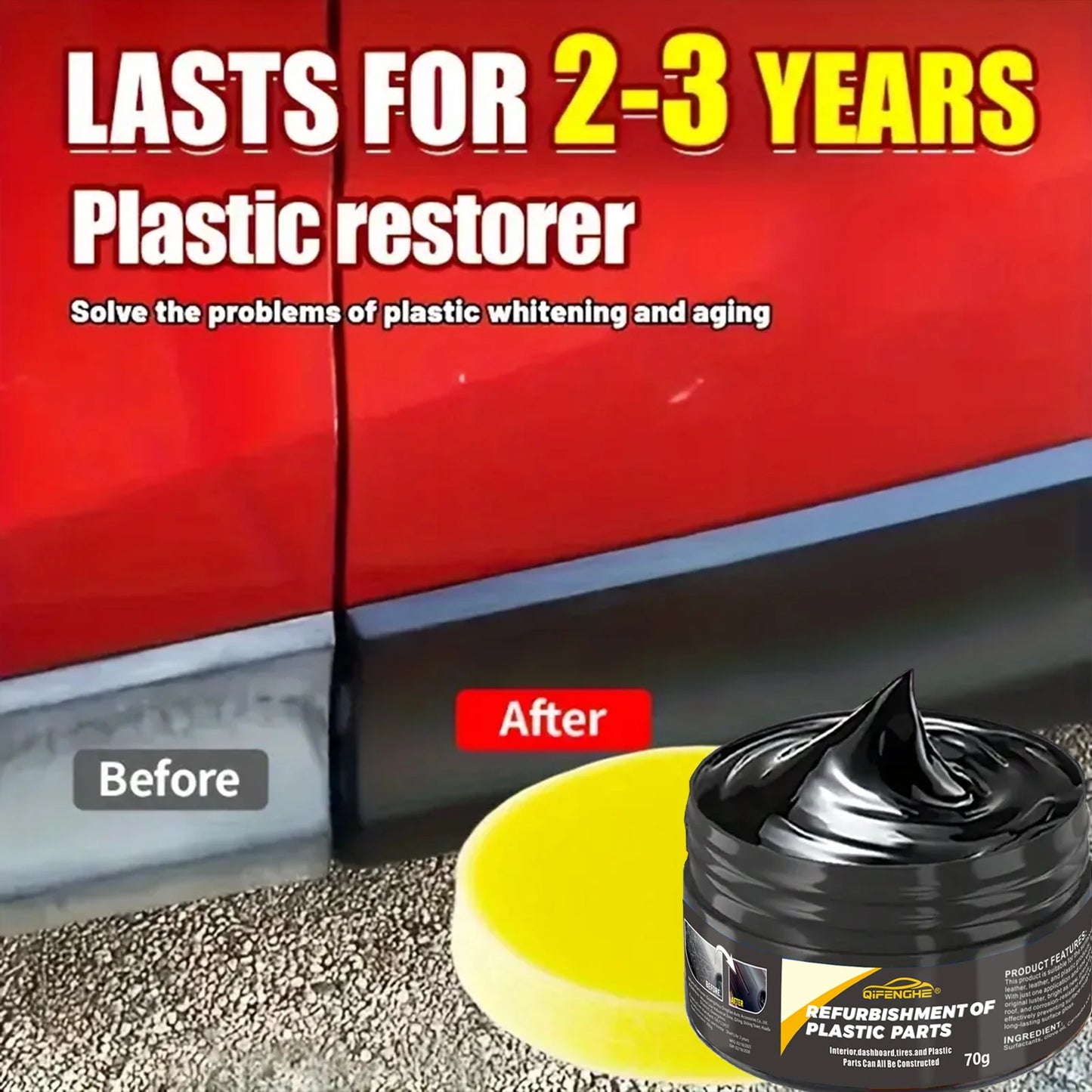 automotive plastic repair agent-interior and exterior plastic polishing wax, scratch repair anti-aging cream, suitable for tires Beauty World Shop