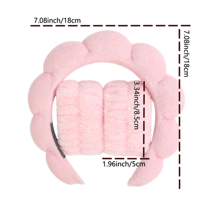 1/3Pcs Fashion Microfiber Washing Wristbands Scrunchies Puffy Headband Spa Bubble Headband for Washing Face Makeup Shower Skincare