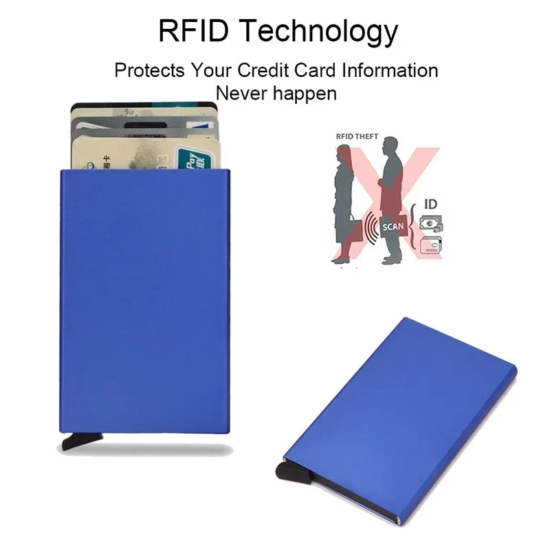Small and Practical Pop Up Minimalist Smart Wallet Thin Slim RFID Credit Card Holder for Men Women Metal Purse Mini Wallets Beauty World Shop