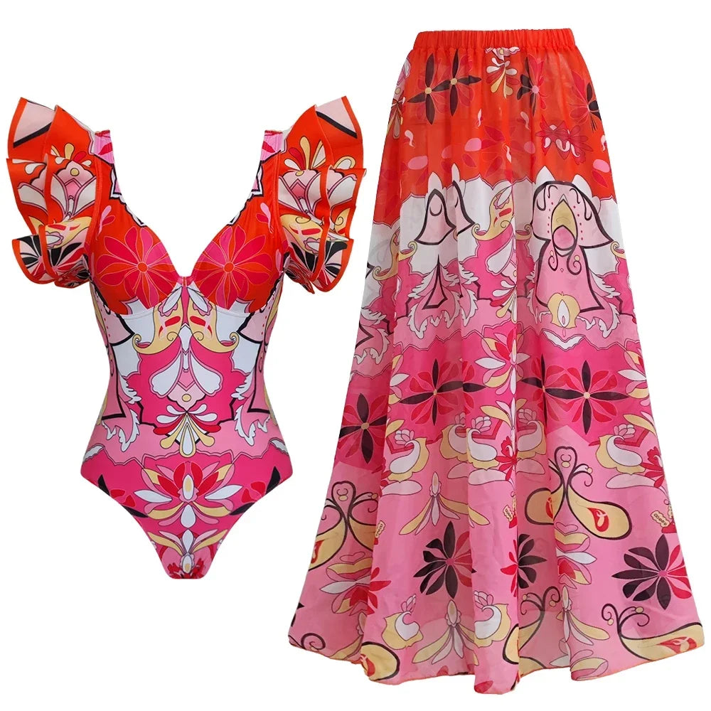 2026 New Sexy Ruffle Bikini Set Printed Brazilian Biquini Women Swimwear Skirt Bathing Suit Girls Summer Beachwear Dress Beauty World Shop